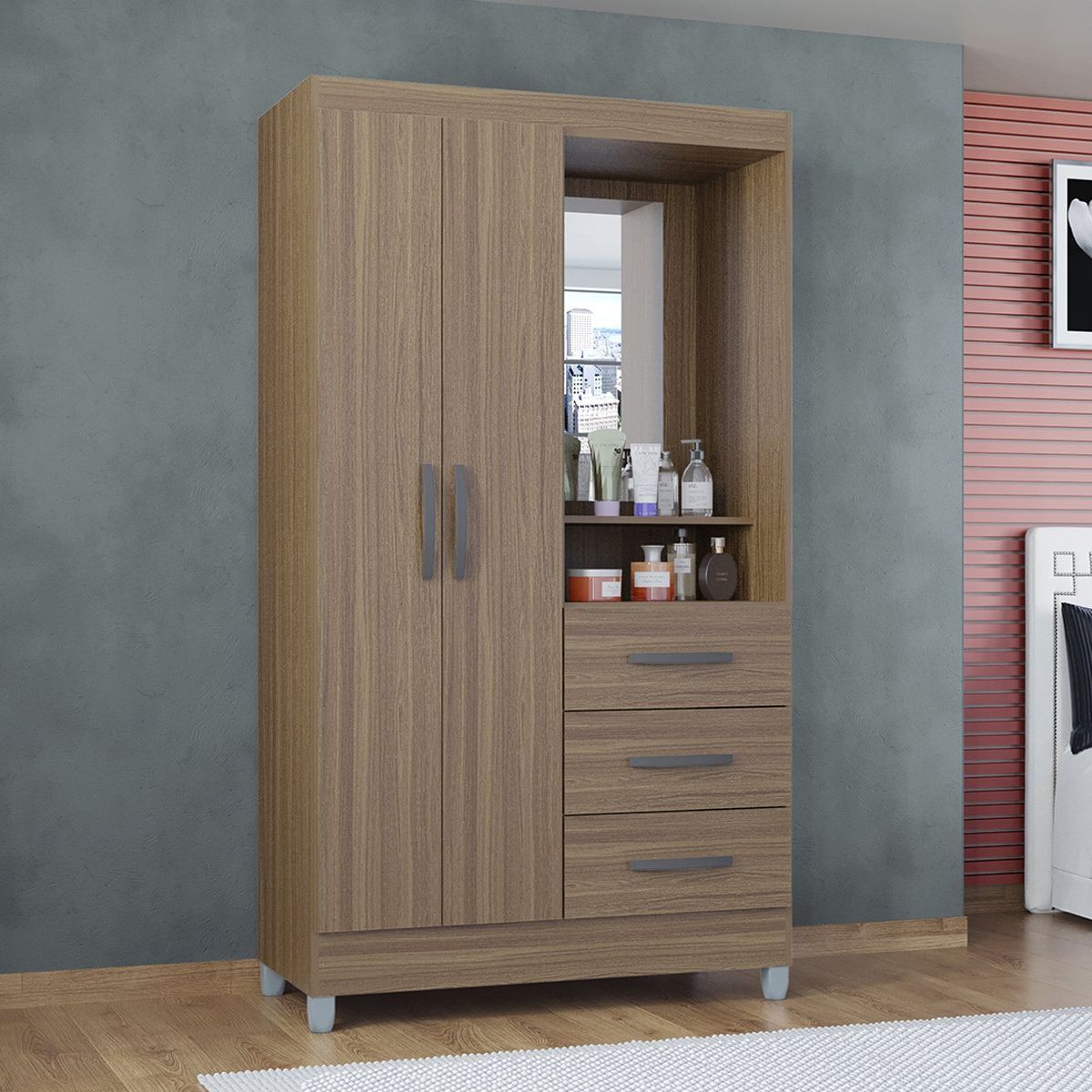 TAHUARI - Ropero Madrid 2 puertas Castaño