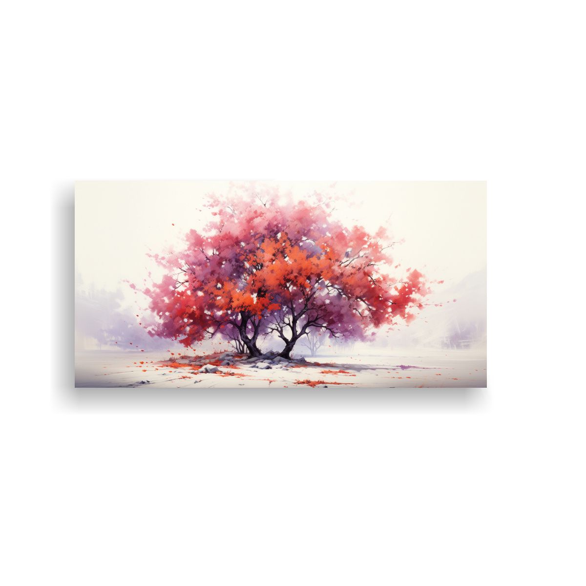 GENERICO - Cuadro Decorativo Abstracto Con árbol De Algodonero Rojo Y  160x80cm