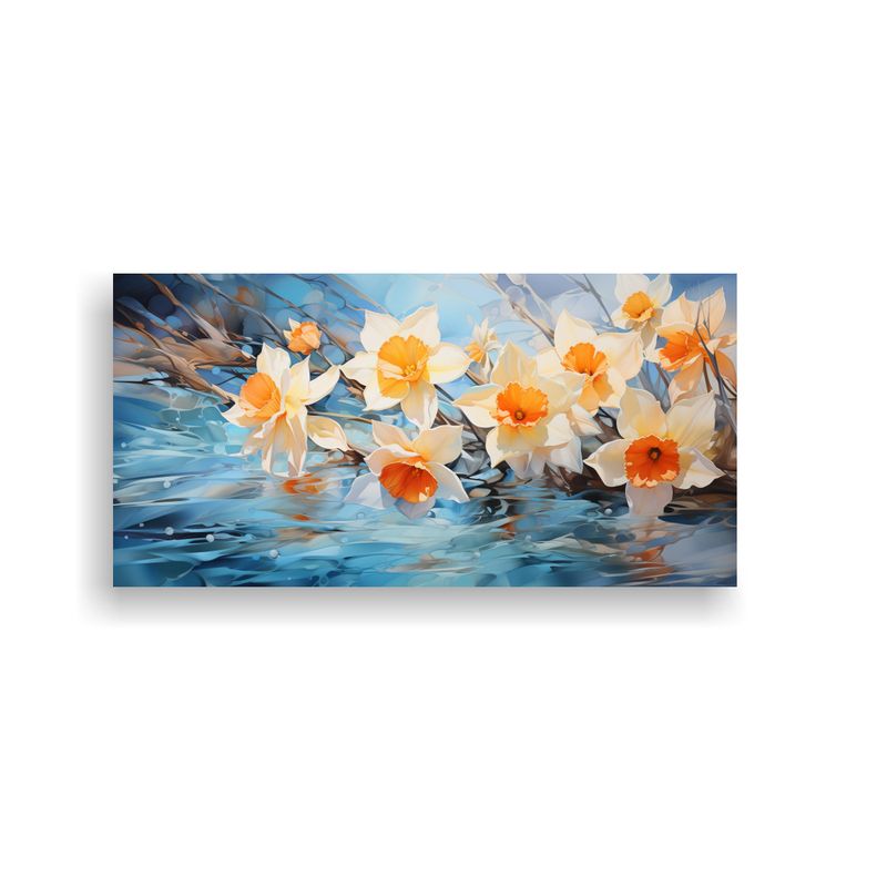 GENERICO - Cuadro Abstracción Elegancia Flores Narcisos Colores Pastel 160x80cm