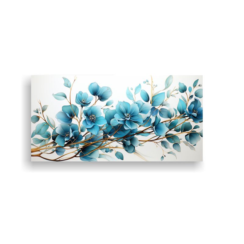 GENERICO - Cuadro Decorativo De Hojas De Eucalipto En Colores Turquesa  160x80cm