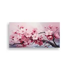 GENERICO - Pintura Decorativa De árbol En Blanco Y Rosa En Una Atmósf 160x80cm