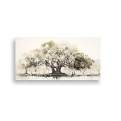 GENERICO - Tela En Bastidor Acuarela Perspectiva A Banyan Tree Abstract 160x80cm