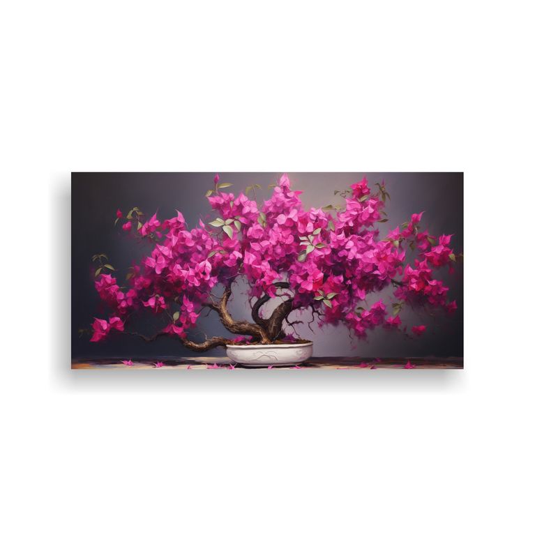 GENERICO - Pintura Abstracta Juvenil De árbol Bonsái De Buganvilla En 160x80cm