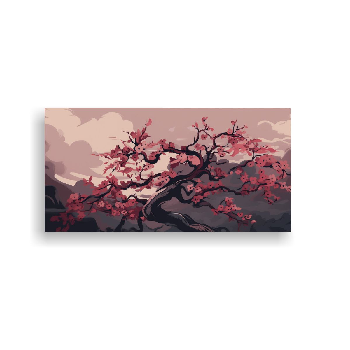 GENERICO - Cuadro Tema Espacio Con Un Cerezo En Colores Apagados Neonoi 160x80cm