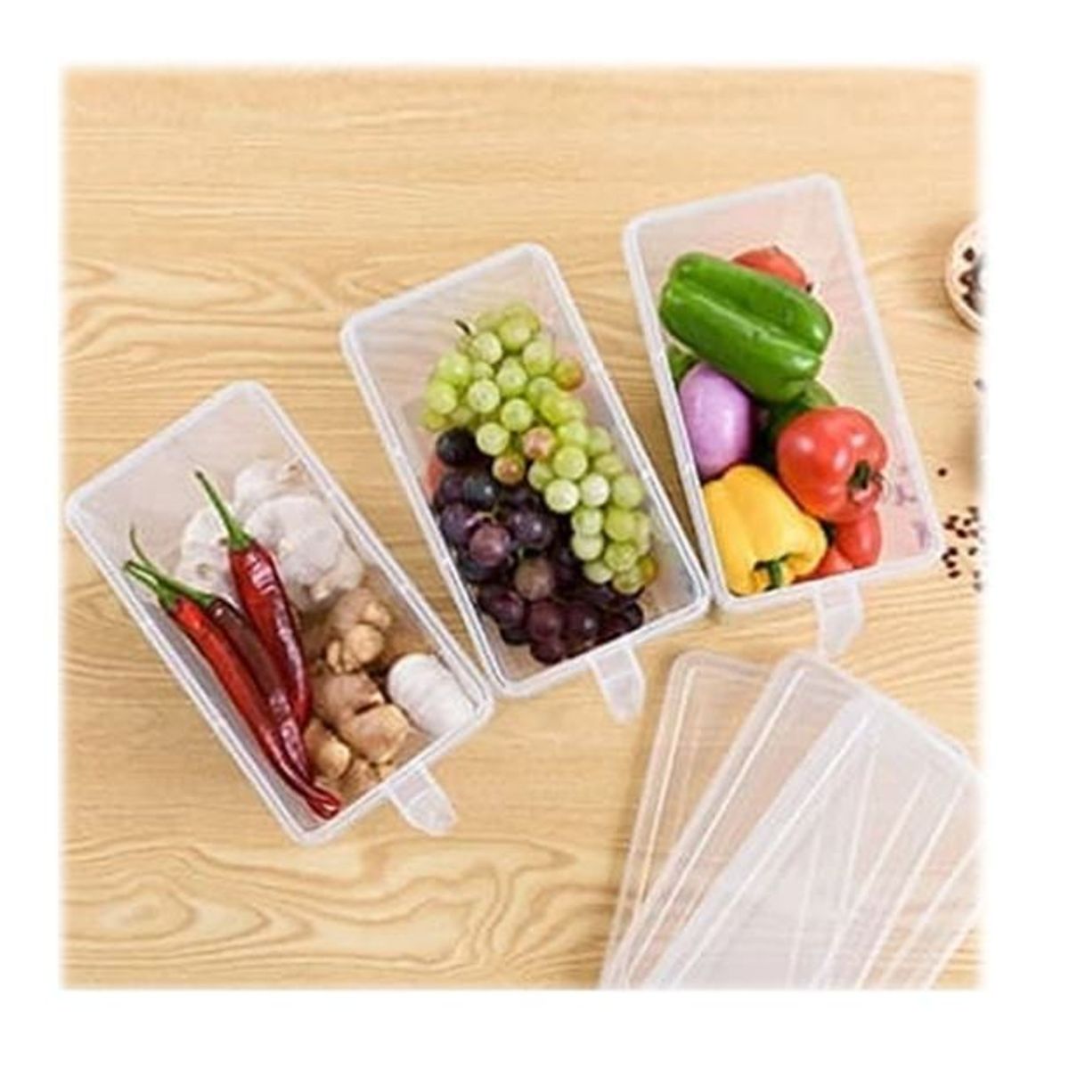 GENERICO - Taper Tupper Organizador Plastico Para Comida Nevera Tapa y Mango