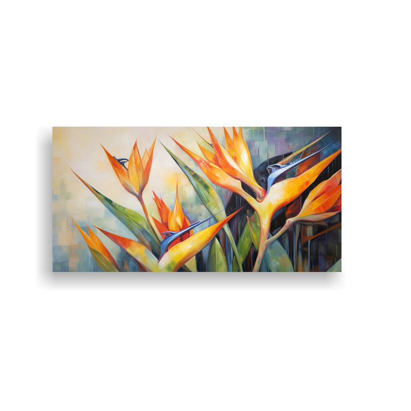 GENERICO - Cuadro Vanguardia Artesanal Flores Del Paraíso Pintura Abst 160x80cm