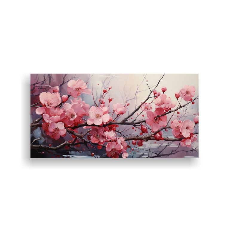GENERICO - Pintura Abstracta De árbol De Abedul En Tonos Rojos Y Rosad 160x80cm