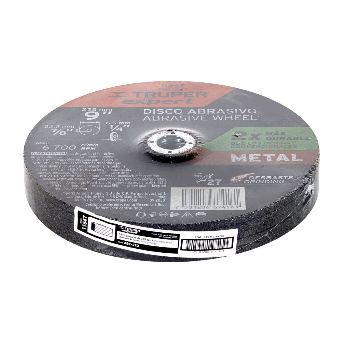 TRUPER - Disco Desbaste Metal 9 PuLG X 6.4 Mm Expert