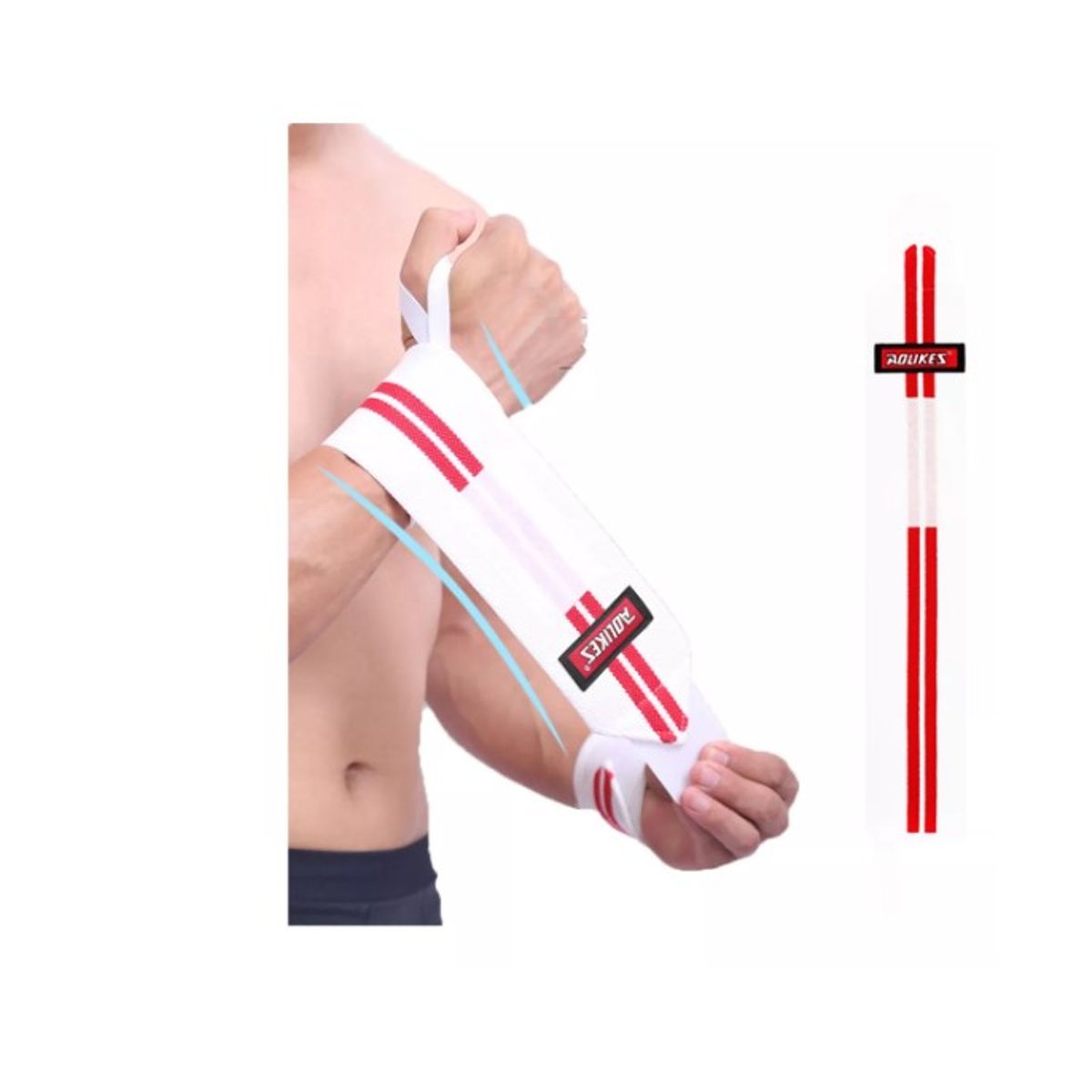 GENERICO - Par Muñequera Crossfit Fitness Elasticada Blanco y Rojo