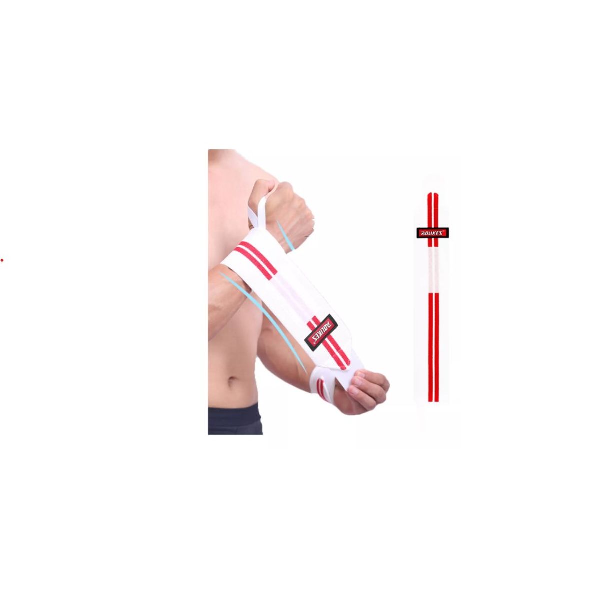 GENERICO - Par Muñequera Crossfit Fitness Elasticada Blanco y Rojo