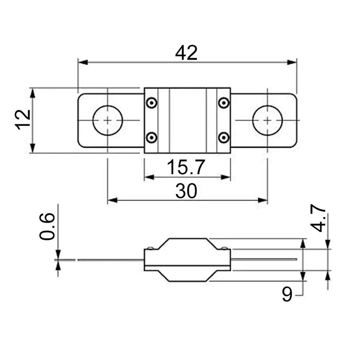 SOLIOT - Fusible Batería 70a 32v 42x12mm Chapado Oro - Soliot