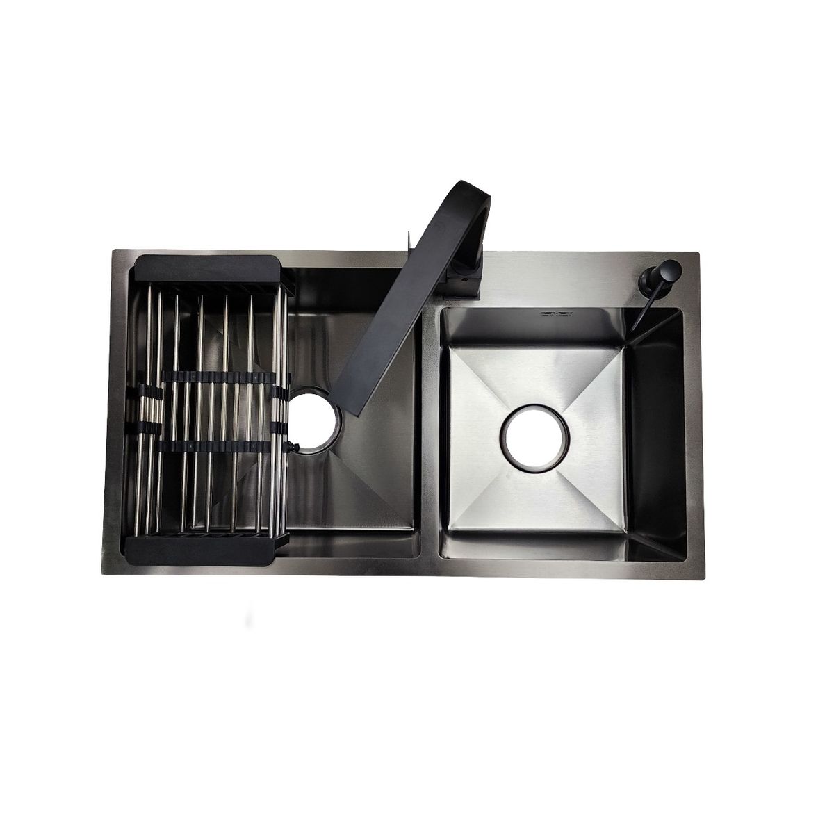 GENERICO - LAVAPLATOS 78X43 BLACK + GRIFERIA Y ACCESORIOS DE REGALO