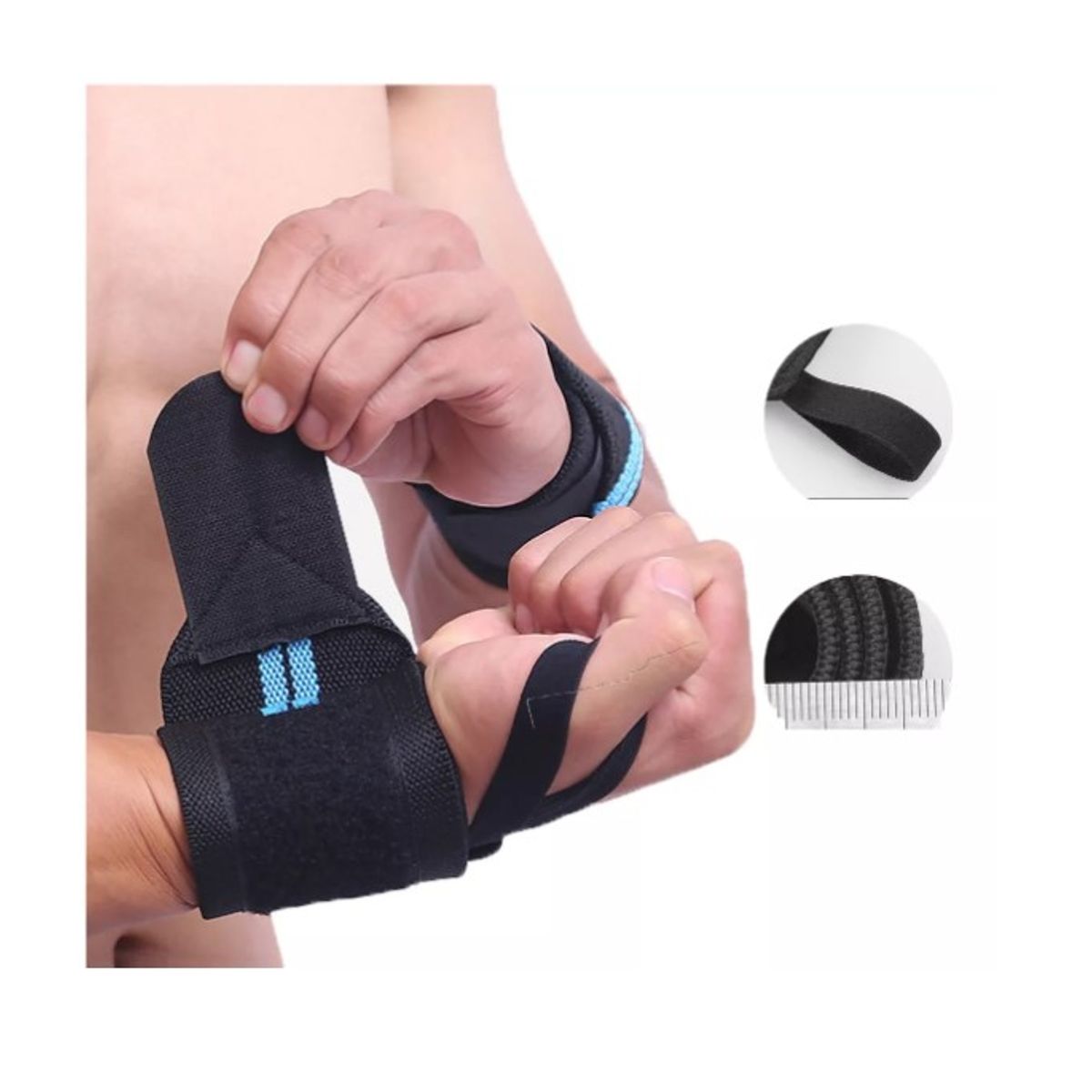 GENERICO - Par Muñequera Crossfit Fitness  Elasticada Negro y Azul