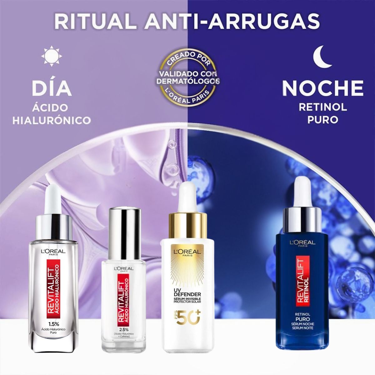 LOREAL PARIS - Rutina Facial Sérum AMPM L’Oréal Revitalift con FPS50 y Bolso