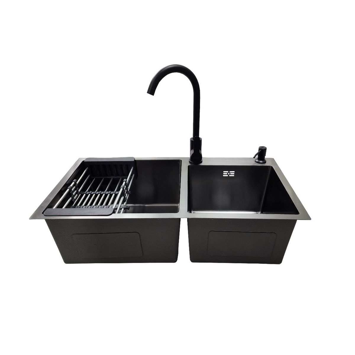 GENERICO - LAVAPLATOS 78X43 BLACK + GRIFERIA Y ACCESORIOS DE REGALO