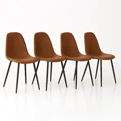 KLIK - Pack de 4 Sillas Spoon Ecocuero vintage café oscuro