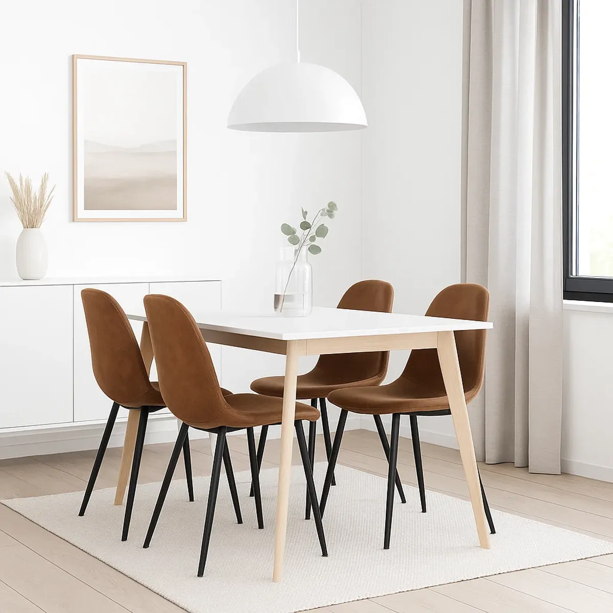 KLIK - Pack de 4 Sillas Spoon Ecocuero vintage café oscuro KLIK