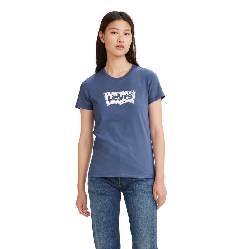 LEVIS - Polera Mujer Regular Fit Lisa Logo Batwing Azul Levis