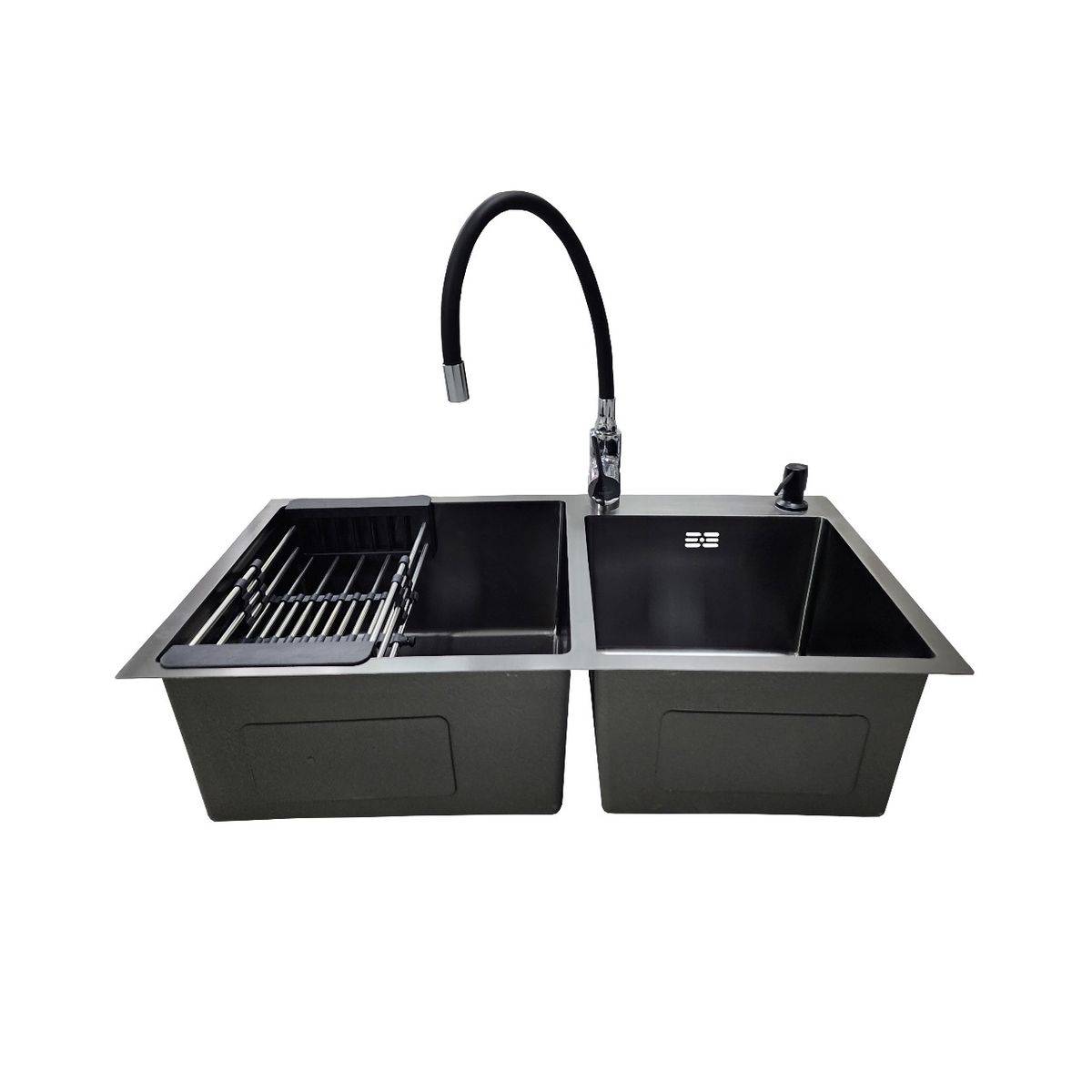 GENERICO - LAVAPLATOS 78X43 BLACK + GRIFERIA Y ACCESORIOS DE REGALO