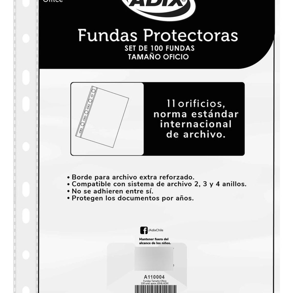 ADIX - Fundas Protectoras Plasticas Transparente Oficio 100 unid
