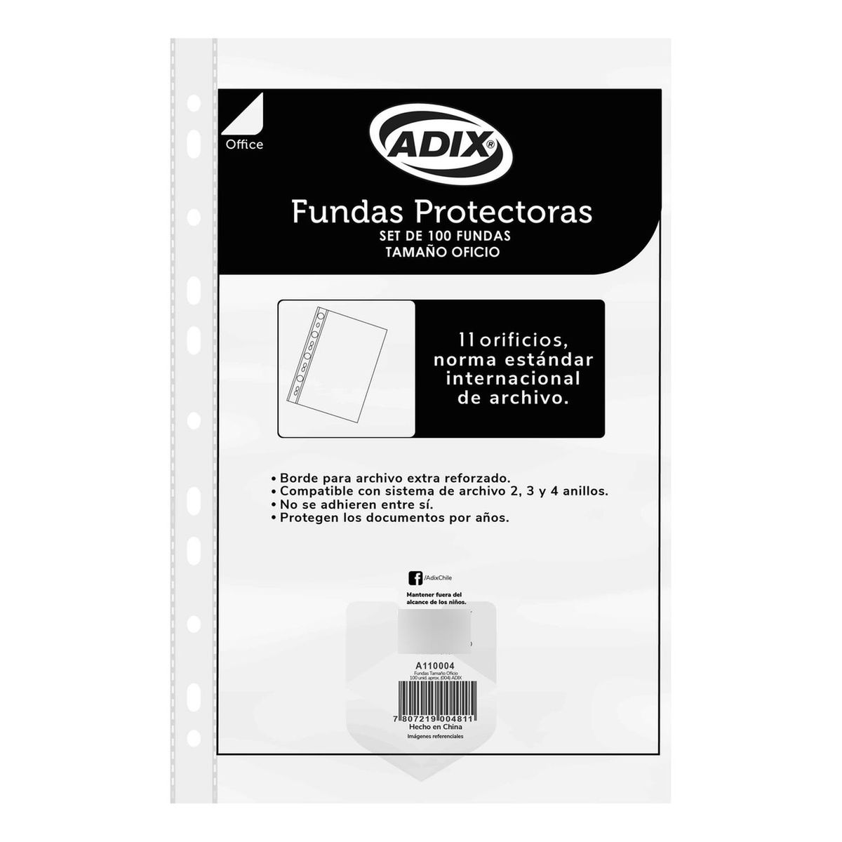 ADIX - Fundas Protectoras Plasticas Transparente Oficio 100 unid