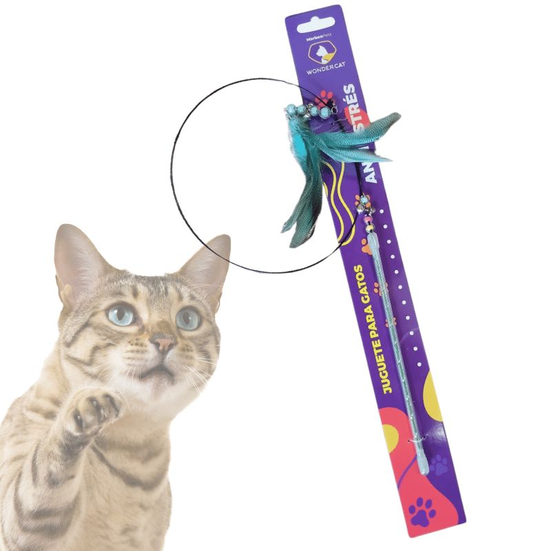 GENERICO - Wonder Cat Varilla con Alambre y Plumas.