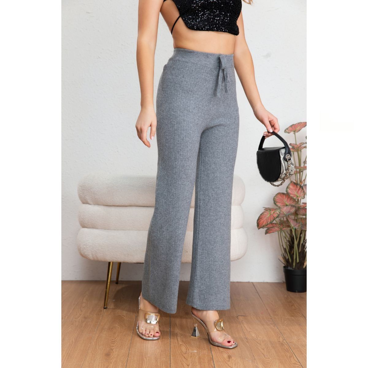 LOOK SHOP - Pantalón Mujer Recto Pierna Ancha Otoño Invierno 7001