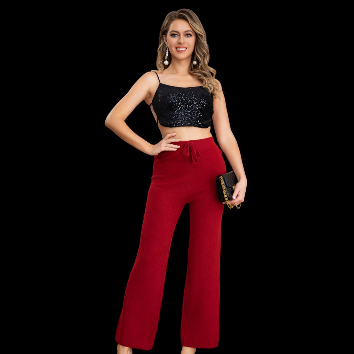 LOOK SHOP - Pantalón Mujer Recto Pierna Ancha Otoño Invierno 7001