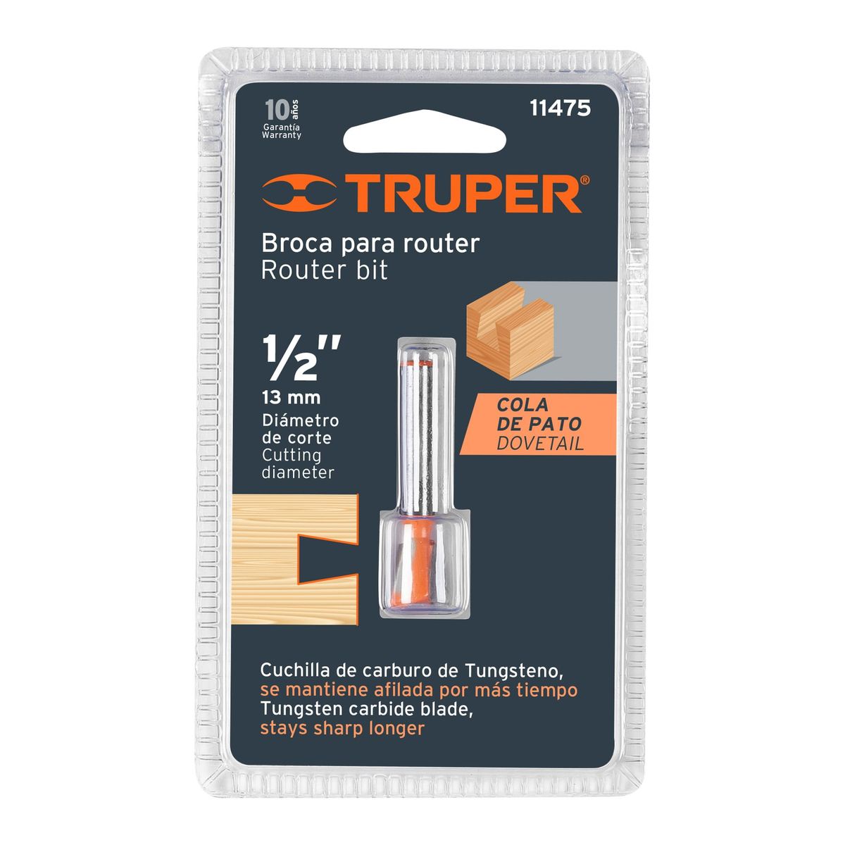 TRUPER - Fresa Para Router Cola De Pato 12