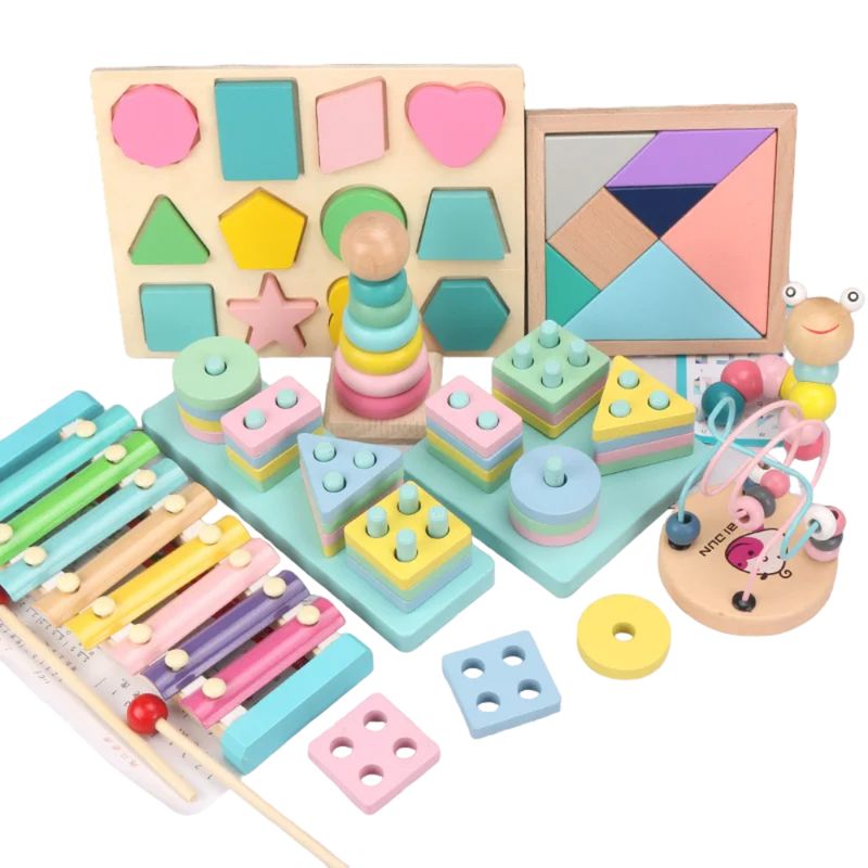 SPACEZAT - Set 6 Juguetes de Madera Didácticos Montessori