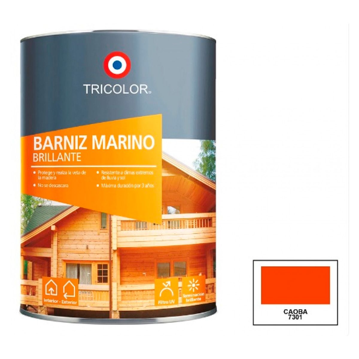 TRICOLOR - Esmalte Barniz 400ml marino Brillante Caoba Tricolor