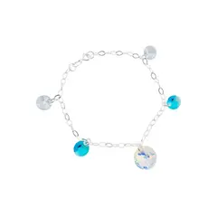 JOYAS MONTERO - Pulsera Nepal Plata Italiana 925 Cristal Genuino Turquesa