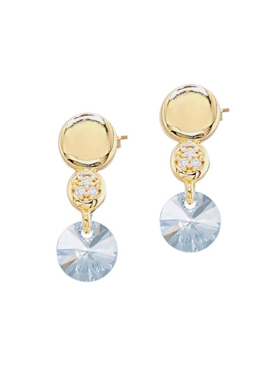 Aros Punto De Luz Gold 24K creado con cristales de Swarovski Blue Shade Celeste TALLA UNICA