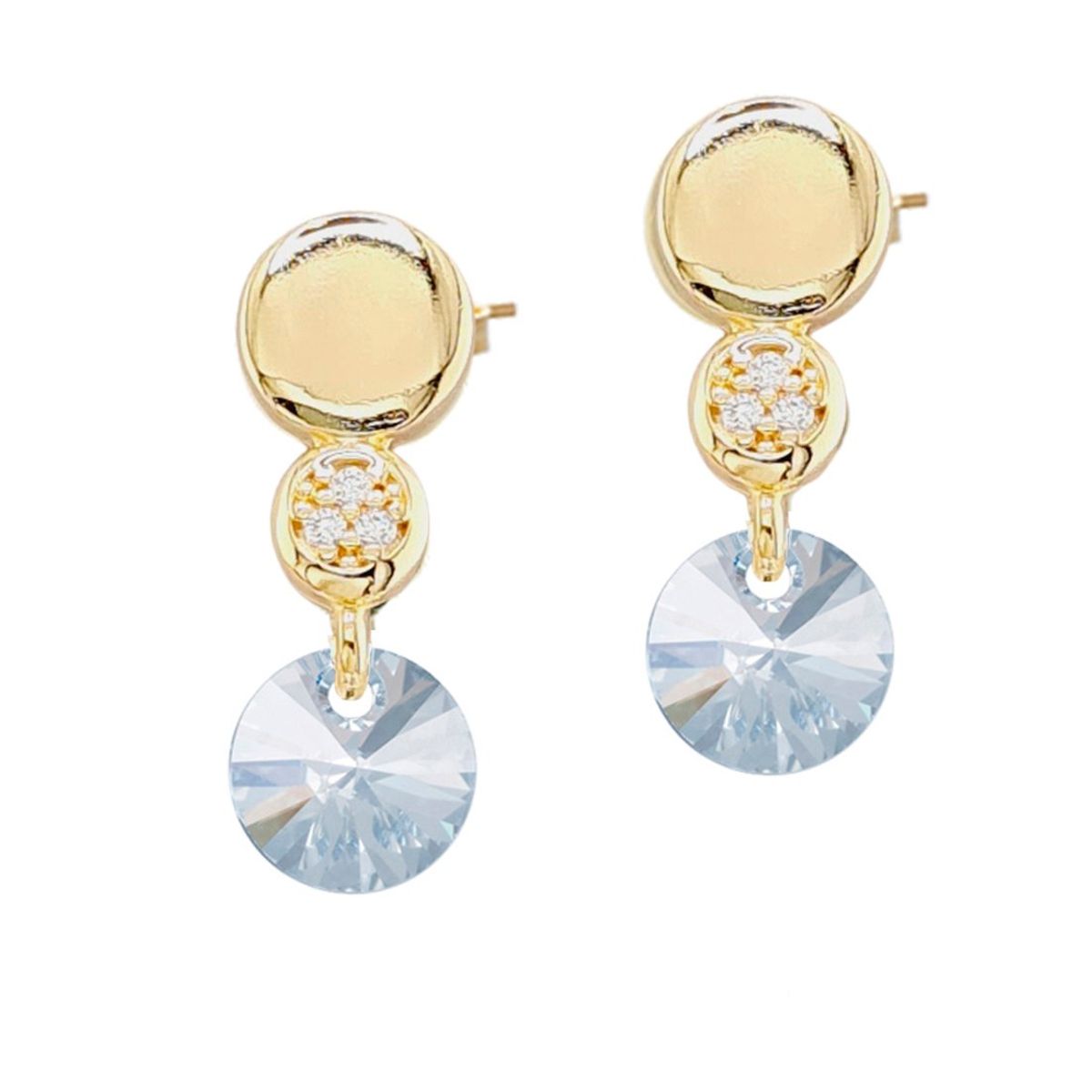 JOYAS MONTERO - Aros Punto De Luz Gold 24K creado con cristales de Swarovski® Blue Shade