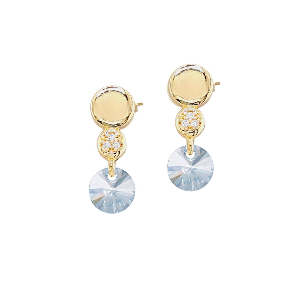 JOYAS MONTERO - Aros Punto De Luz Gold 24K creado con cristales de Swarovski® Blue Shade