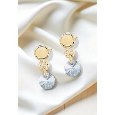 Imagen 2 del producto Aros Punto De Luz Gold 24K creado con cristales de Swarovski® Blue Shade