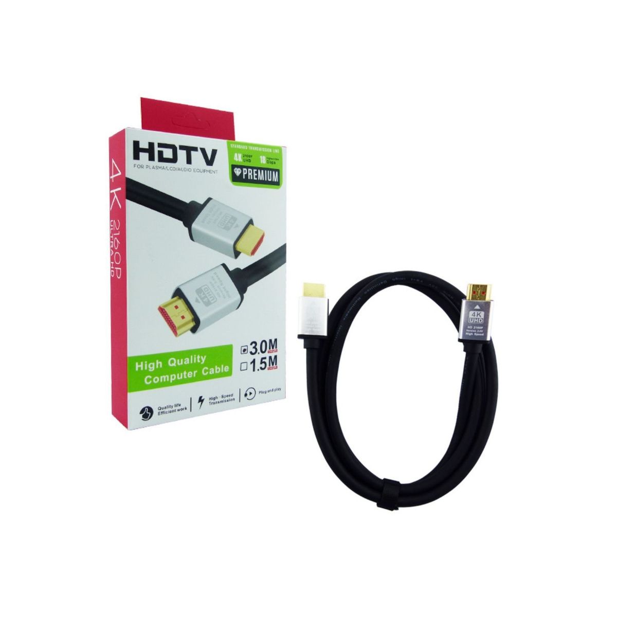 GENERICO - Cable Hdmi Premium 300cms 4k HD Punta Metal Reforzado