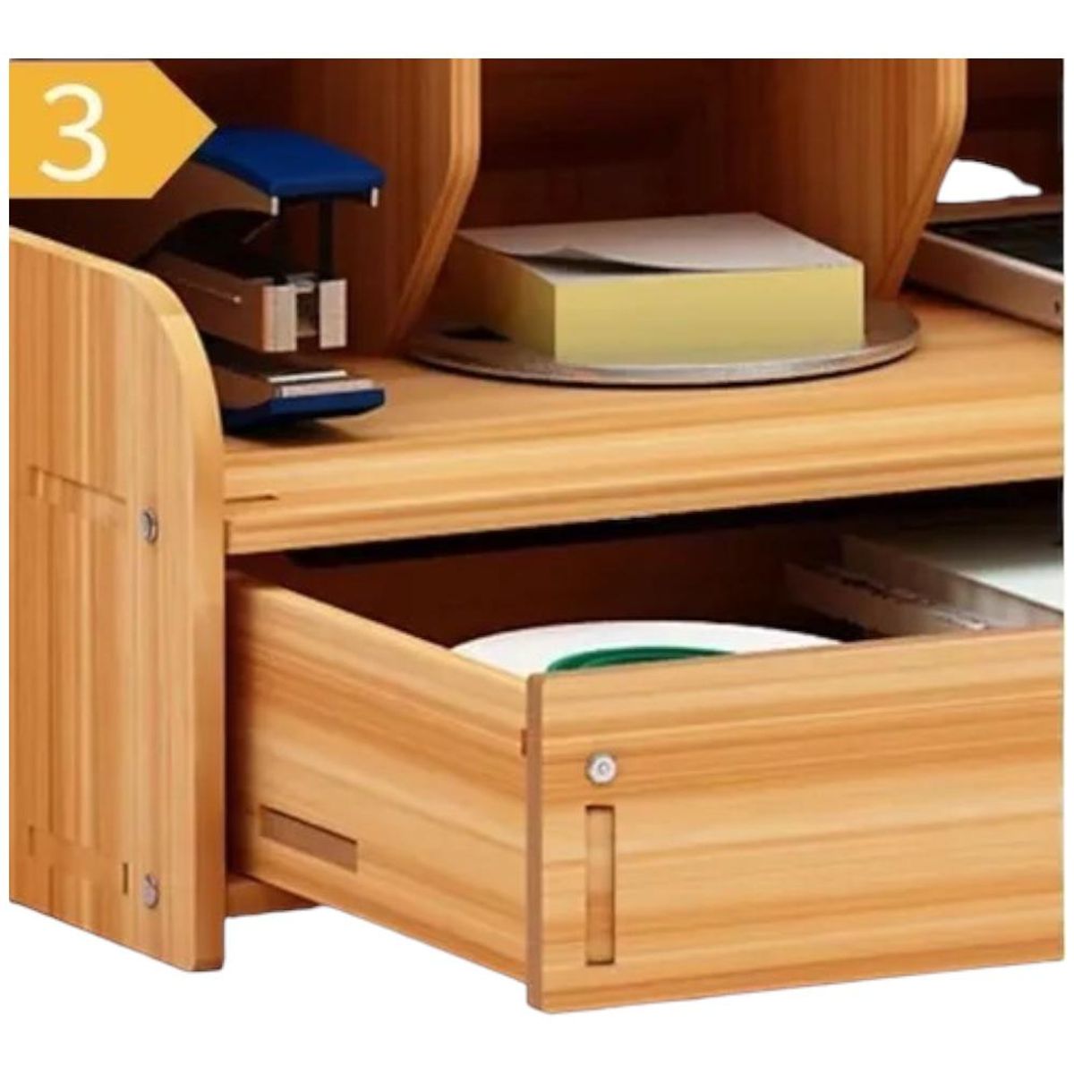 GENERICO - Organizador De Escritorio Con Cajon Porta Lápices Multiuso