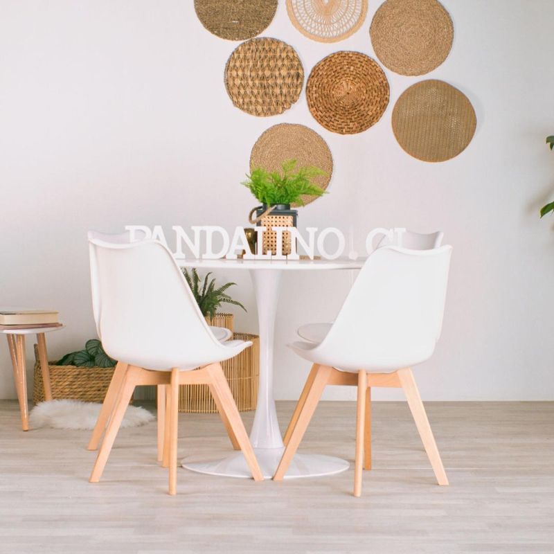 PANDALINO - Comedor Mesa Tulip 100cm Blanca + 4 Sillas Tulip Blancas