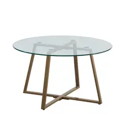 KLIK - Mesa de centro para living de vidrio y metal 80cm
