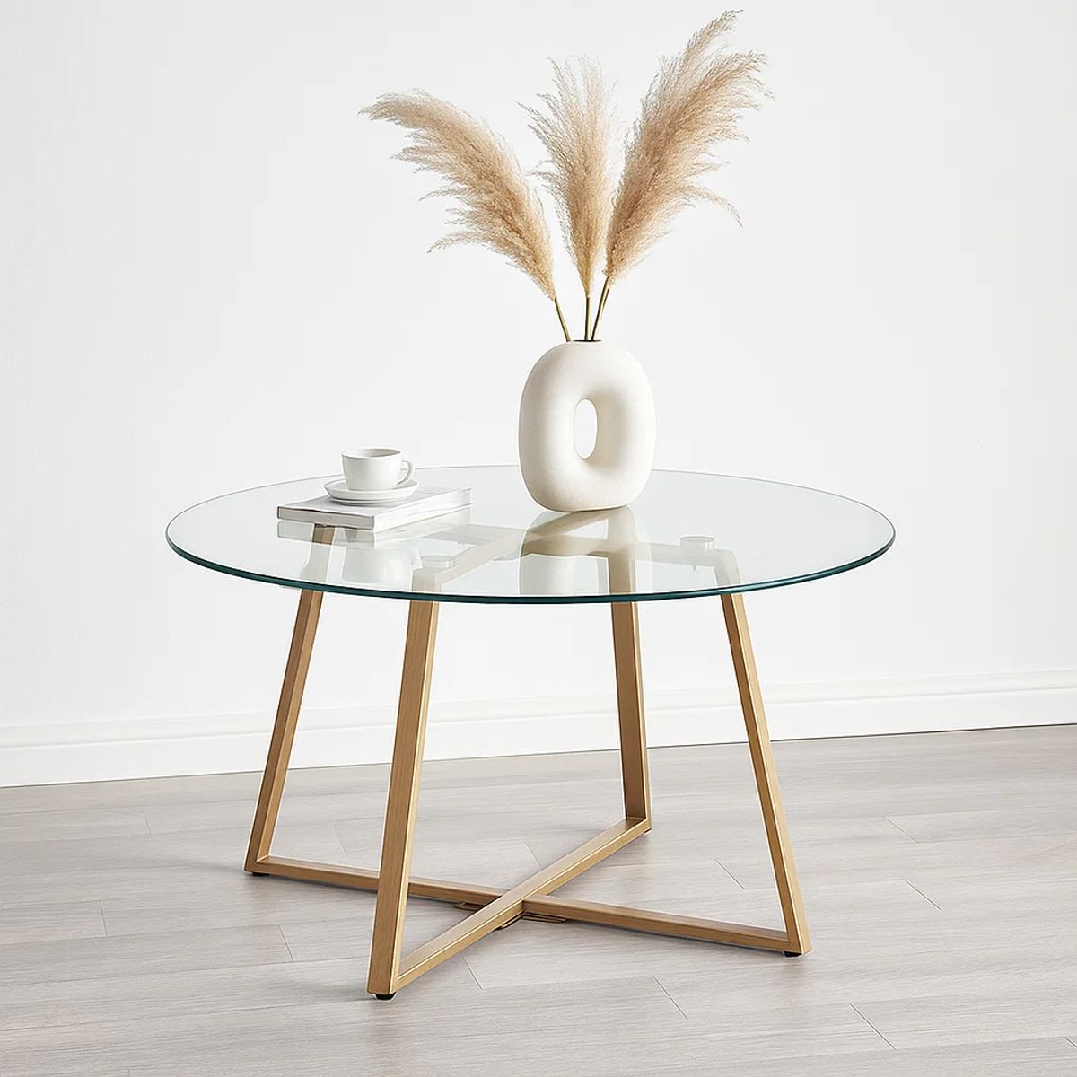 KLIK - Mesa de centro para living de vidrio y metal 80cm KLIK