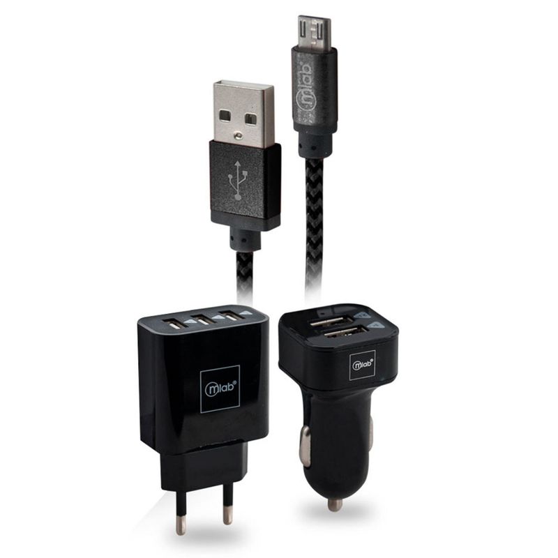 MLAB - Kit Cargador Certificado 220v 3 en 1 + Cable micro USB