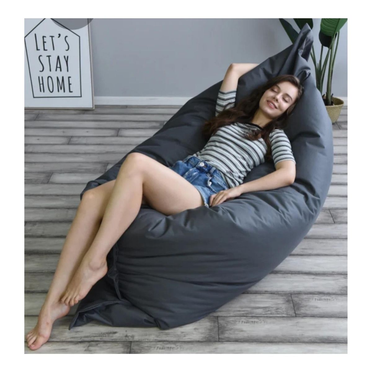 AUCKLAND OUTDOOR - Cojin Gigante Impermeable Puff 600D 180X140 Cm Gris