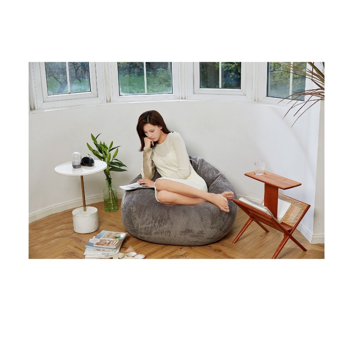 AUCKLAND OUTDOOR - Puff Pera Cotele 90X110 Cm Gris