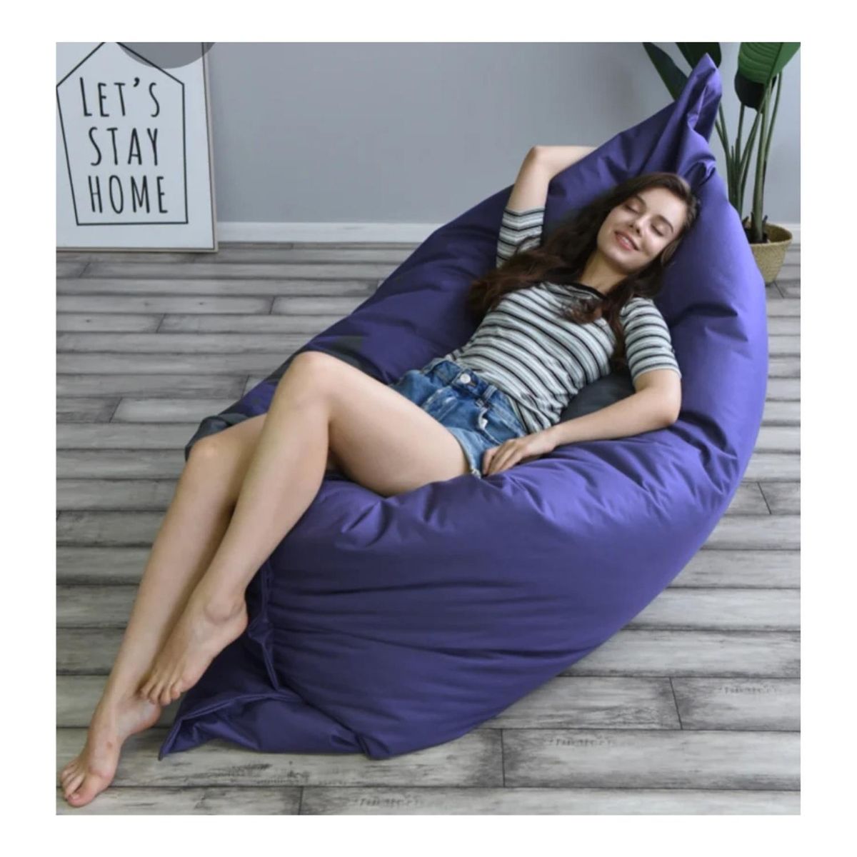 AUCKLAND OUTDOOR - Cojin Gigante Impermeable Puff 600D 180X140 Cm Azul