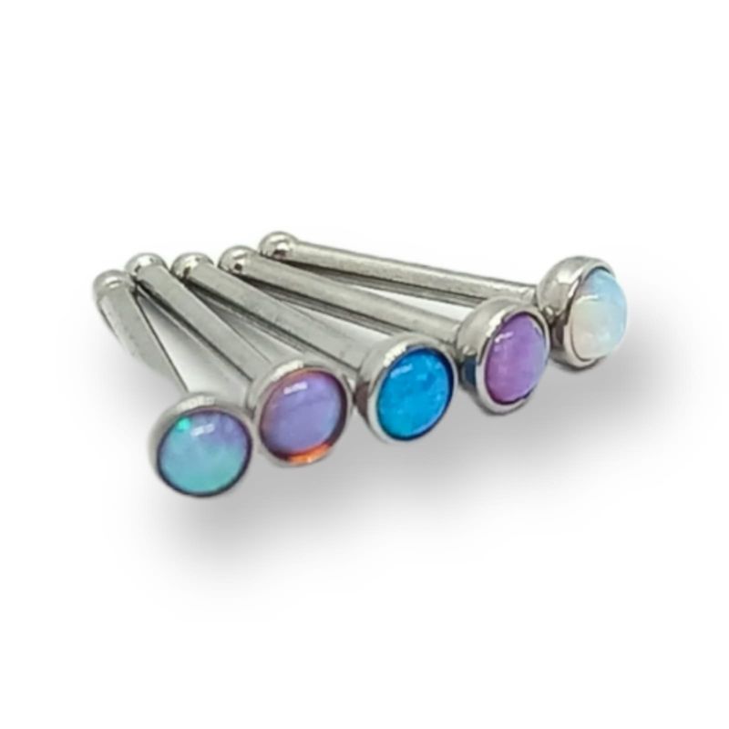 ELBAULDEJUMA - Conjunto set pack 5 piercing nostril opalo color acero punk rock