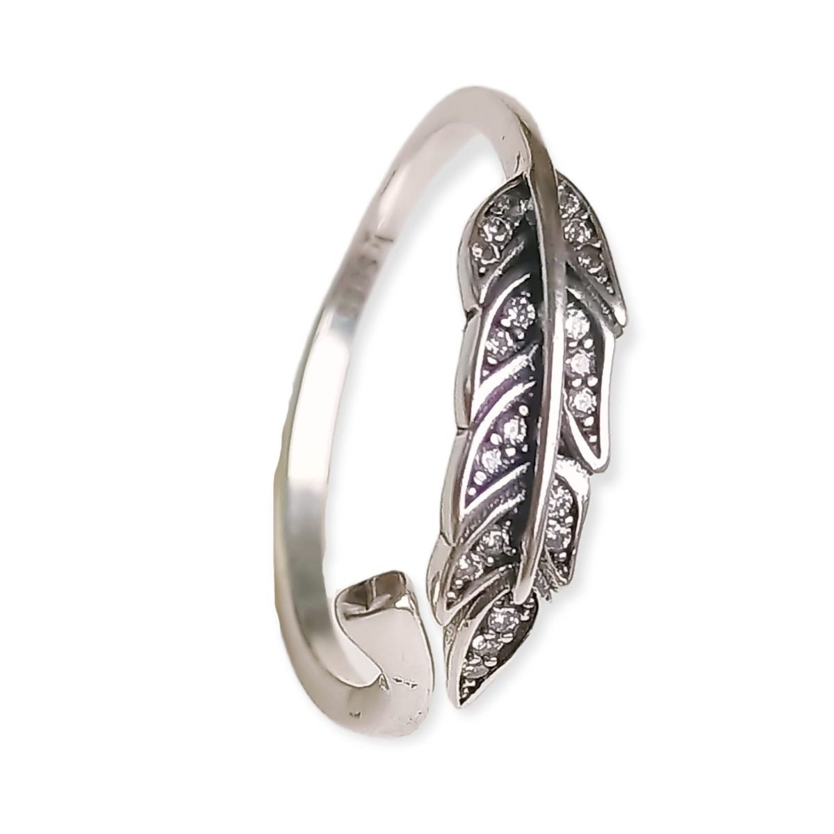 ELBAULDEJUMA - Anillo alas plata fina ley S925 zirconio ajustable redimensionable