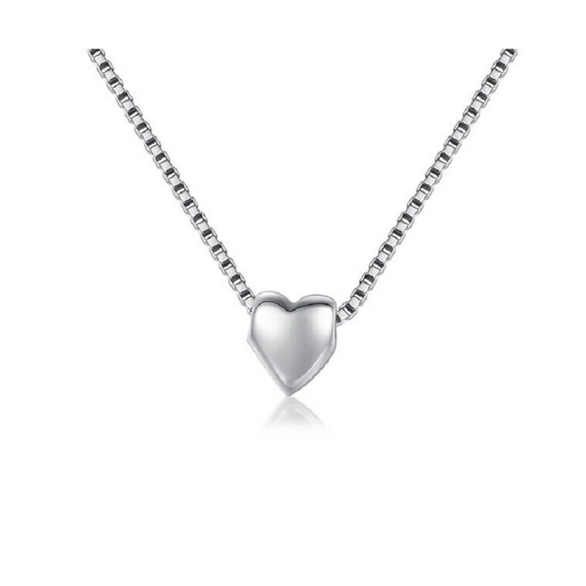 ELBAULDEJUMA - Collar corto colgante corazón chico plata fina ley S925 San valentine