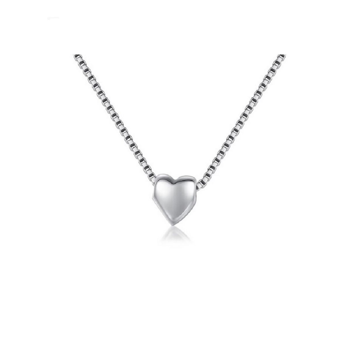 ELBAULDEJUMA - Collar corto colgante corazón chico plata fina ley S925 San valentine