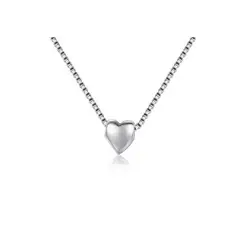 ELBAULDEJUMA - Collar corto colgante corazón chico plata fina ley S925 San valentine